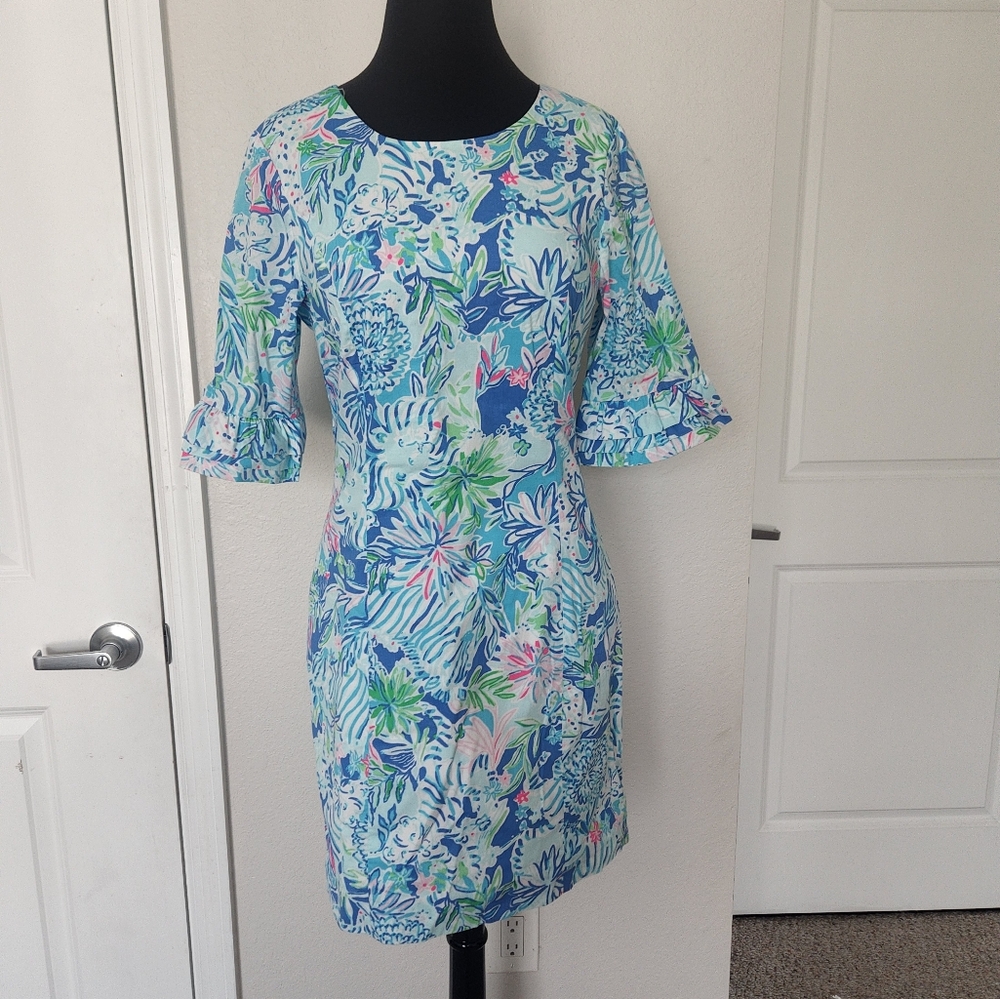 Lilly Pulitzer Floral Blue and Green Dress